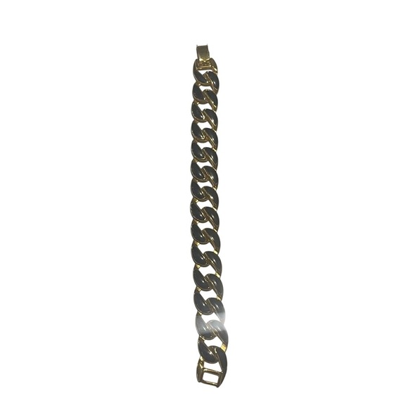 Jewelry - Gold Tone Black Inlay Chain Bracelet Statement Jewelry Fashion Accessory